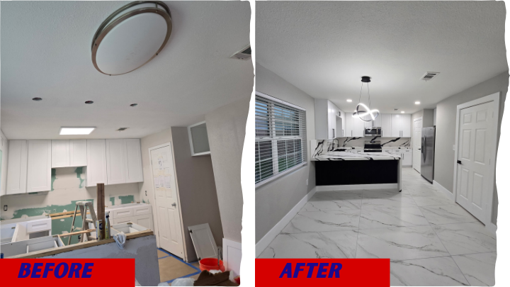 Before and After kitchen-cabinets remodeling-Houston House Texas