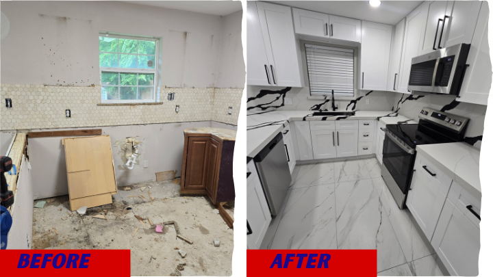 Before and After kitchen remodeling-Houston TX Residential Services