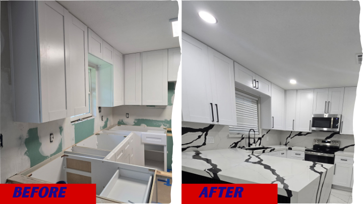 Before and After kitchen-sink remodeling-Houston house Texas